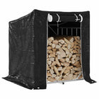 Haardhoutrek 100,5x80,5x110,5 cm staal met regenhoes