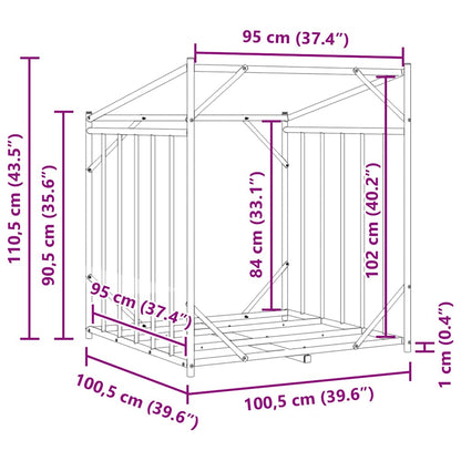 Haardhoutrek met regenhoes 100,5x100,5x110,5 cm staal