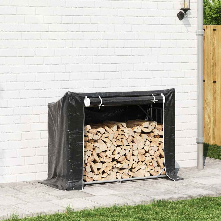 Haardhoutrek met regenhoes 151x60,5x110,5 cm staal