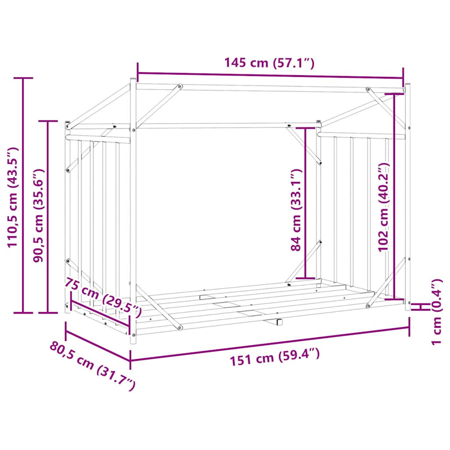 Haardhoutrek Met Regenhoes 151X80,5X110,5 Cm Staal 151 x 80.5 x 110.5 cm