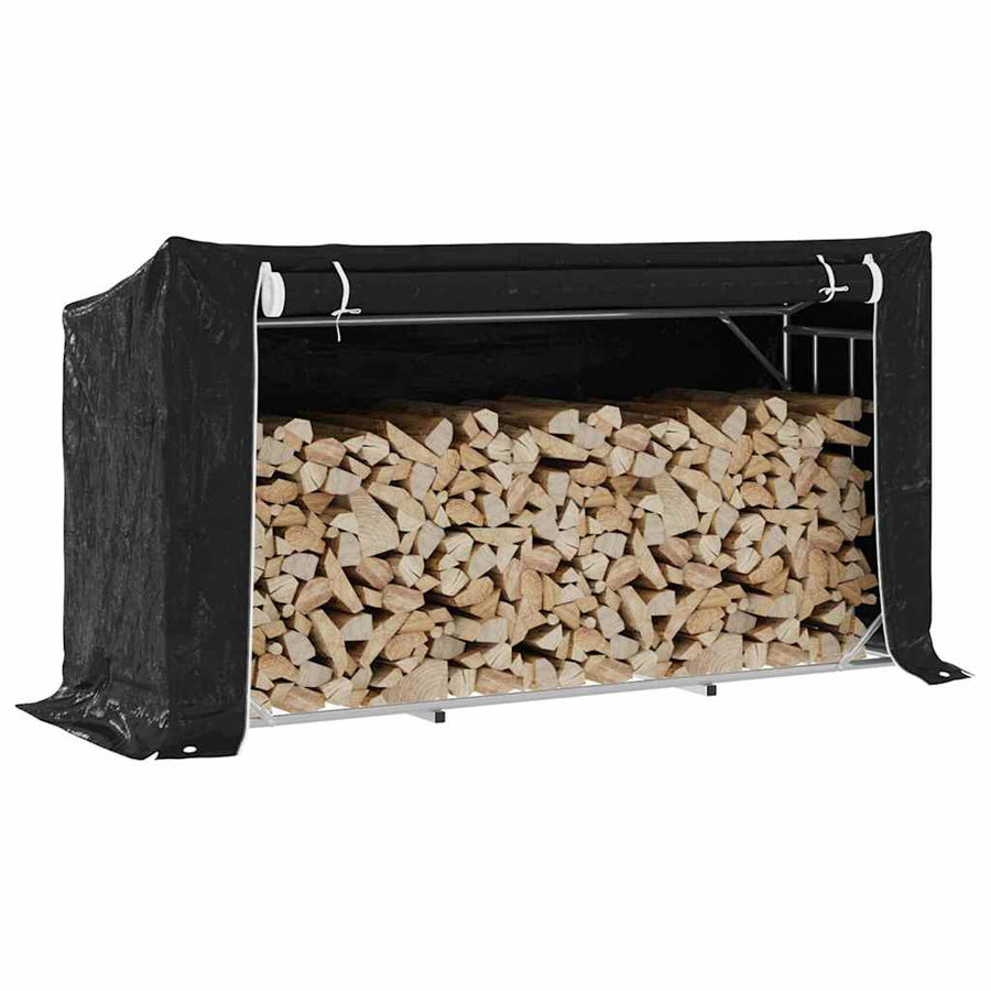 Haardhoutrek Met Regenhoes 200,5X60,5X110,5 Cm Staal 200.5 x 60.5 x 110.5 cm