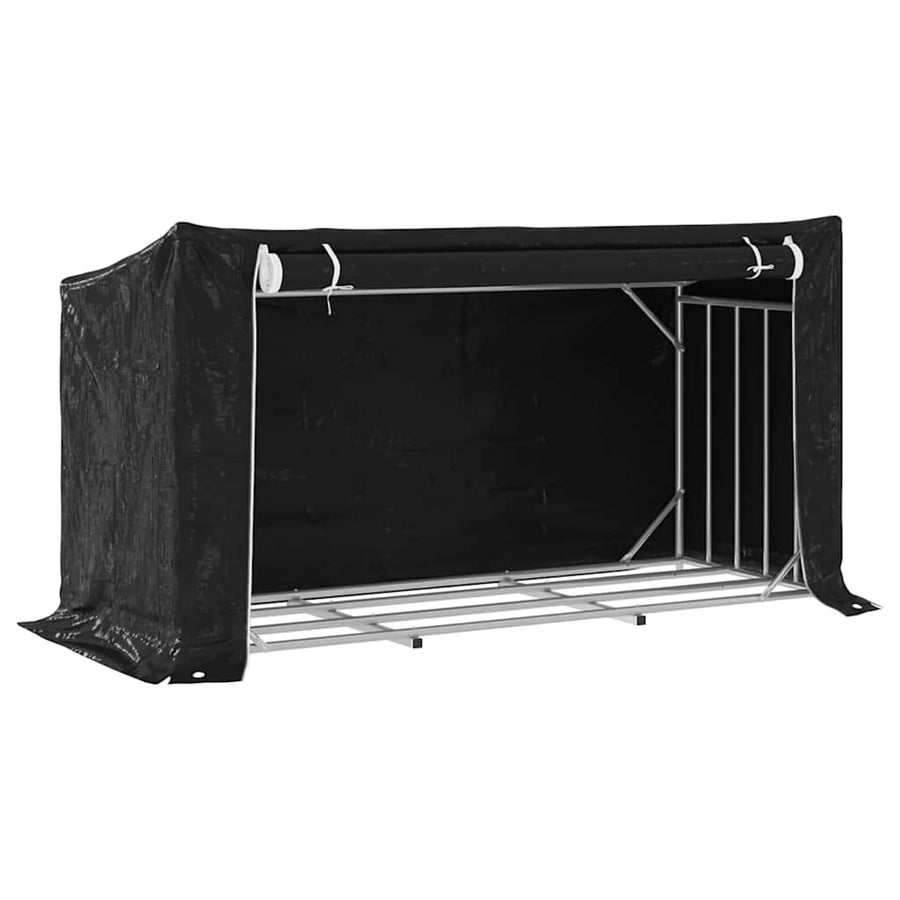 Haardhoutrek Met Regenhoes 200,5X80,5X110,5 Cm Staal 200.5 x 80.5 x 110.5 cm