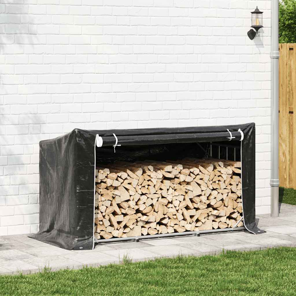 Haardhoutrek Met Regenhoes 200,5X80,5X110,5 Cm Staal 200.5 x 80.5 x 110.5 cm