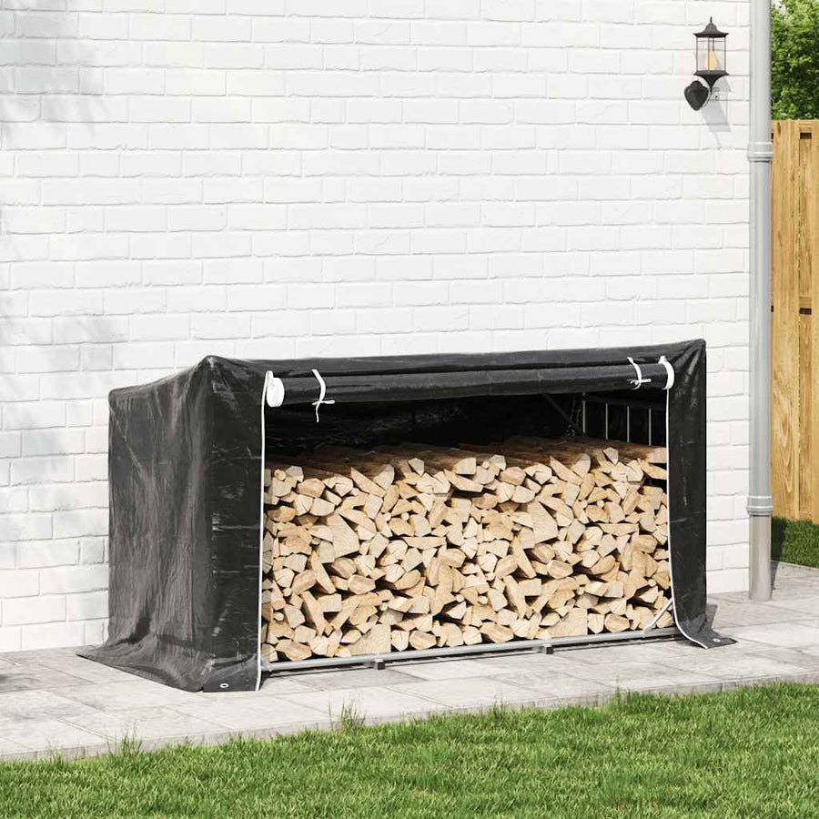 Haardhoutrek Met Regenhoes 200,5X80,5X110,5 Cm Staal 200.5 x 80.5 x 110.5 cm