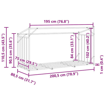 Haardhoutrek Met Regenhoes 200,5X80,5X110,5 Cm Staal 200.5 x 80.5 x 110.5 cm