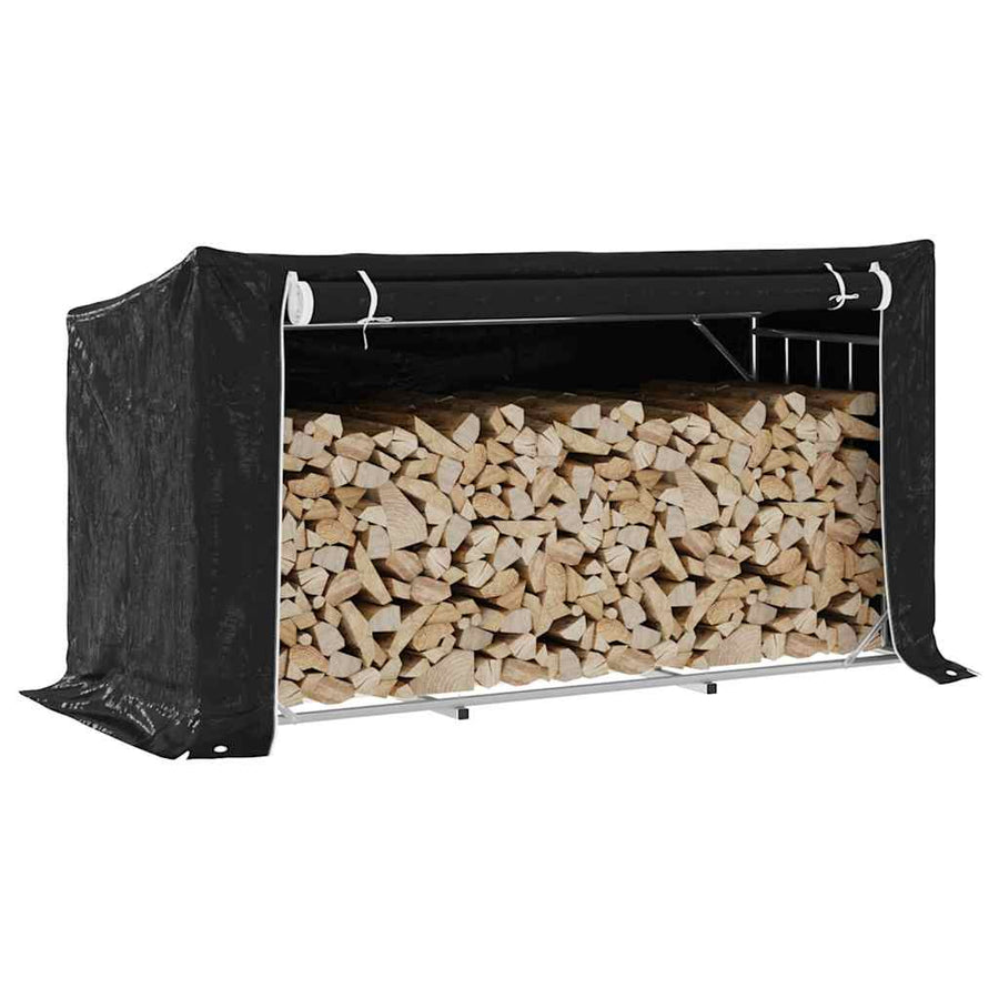 Haardhoutrek Met Regenhoes 200,5X80,5X110,5 Cm Staal 200.5 x 80.5 x 110.5 cm