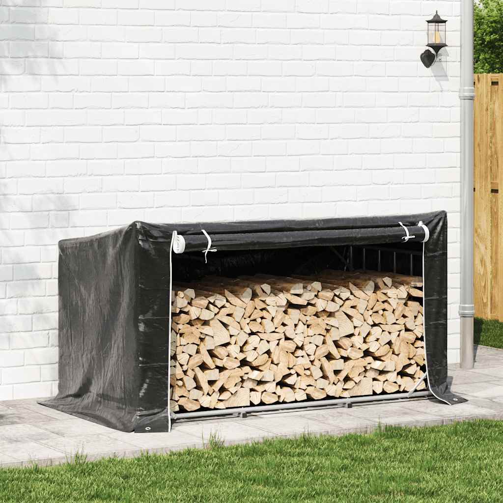 Haardhoutrek Met Regenhoes 200,5X100,5X110,5 Cm Staal 200.5 x 100.5 x 110.5 cm