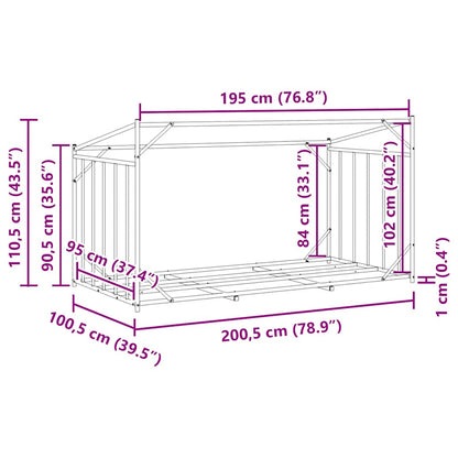 Haardhoutrek Met Regenhoes 200,5X100,5X110,5 Cm Staal 200.5 x 100.5 x 110.5 cm