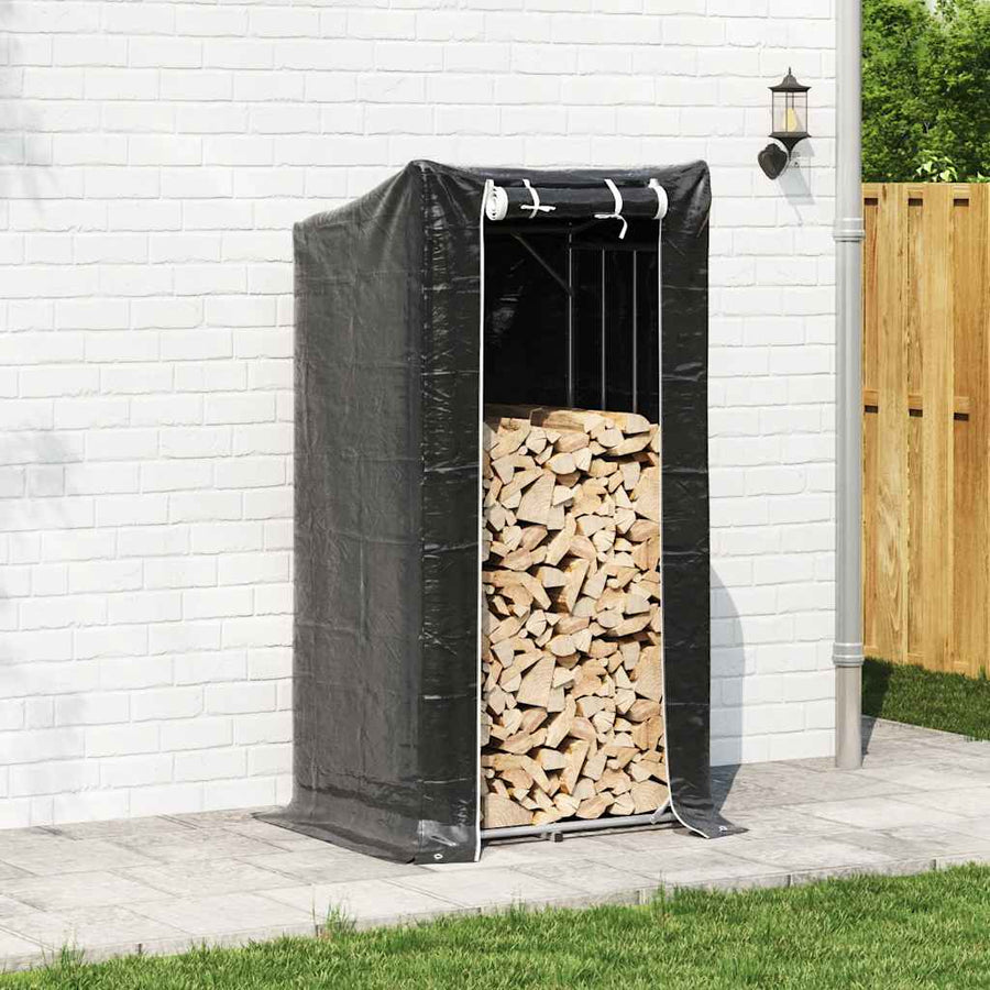 Haardhoutrek met regenhoes 100x80x200 cm gegalvaniseerd staal