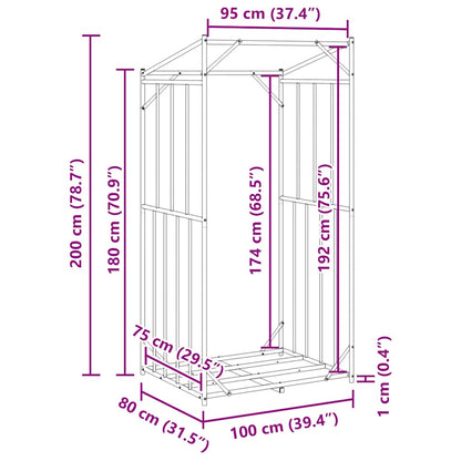 Haardhoutrek met regenhoes 100x80x200 cm gegalvaniseerd staal
