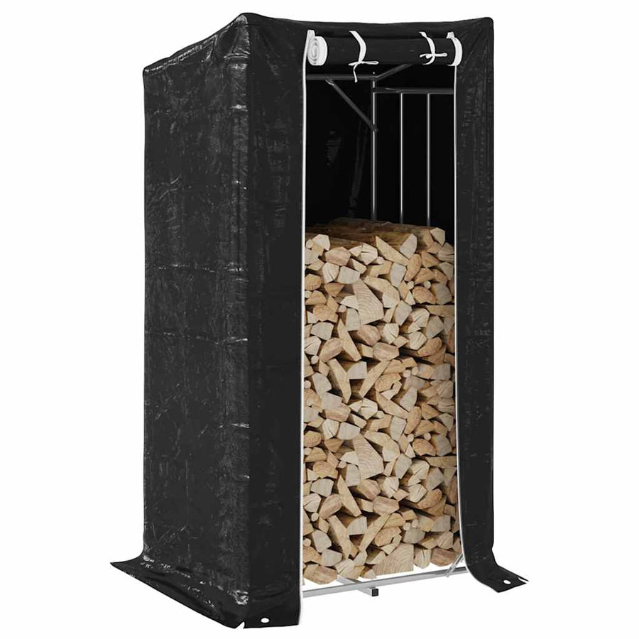 Haardhoutrek met regenhoes 100x80x200 cm gegalvaniseerd staal