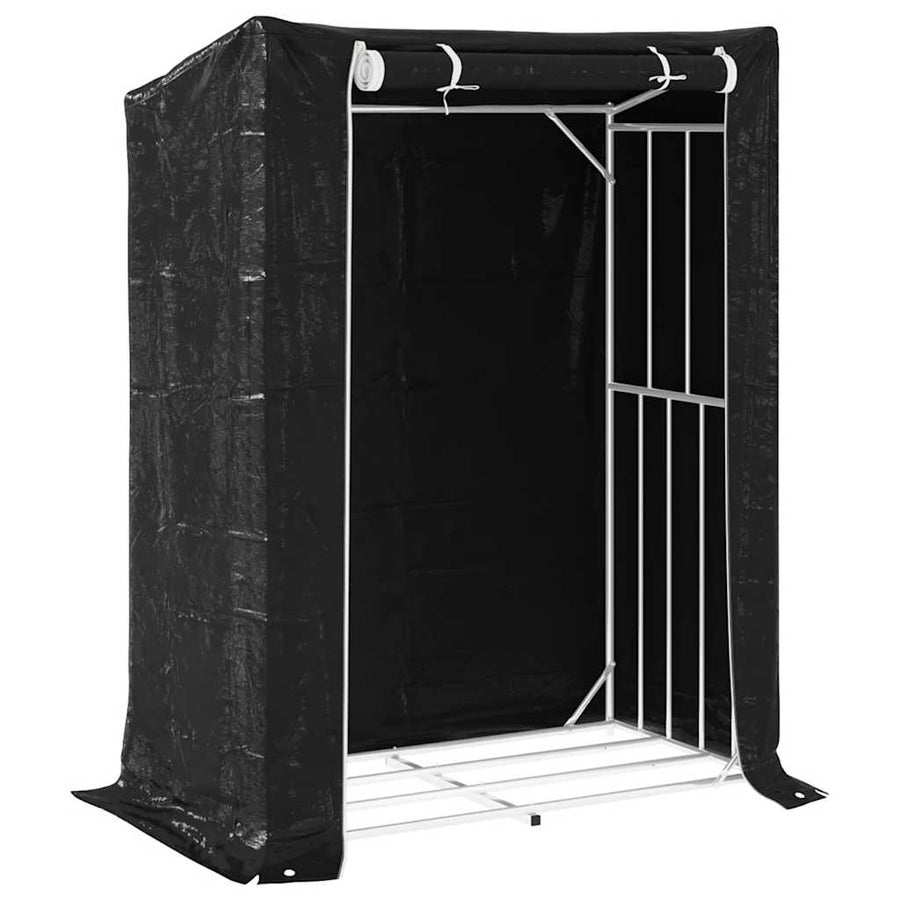 Haardhoutrek met regenhoes 150x80x200 cm gegalvaniseerd staal