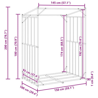 Haardhoutrek Met Regenhoes Gegalvaniseerd Staal 150 x 100 x 200 cm