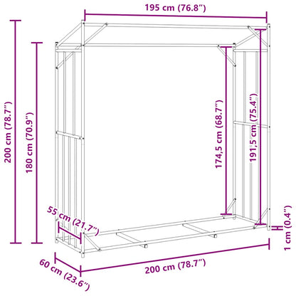 Haardhoutrek Met Regenhoes Gegalvaniseerd Staal 200 x 60 x 200 cm