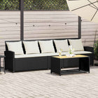 Garden Bench 5-Seater with Cushions Poly Rattan Black