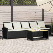 Tuinbank 5-zits poly rattan zwart met kussens