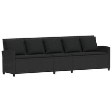 Tuinbank 5-zits met kussens poly rattan zwart