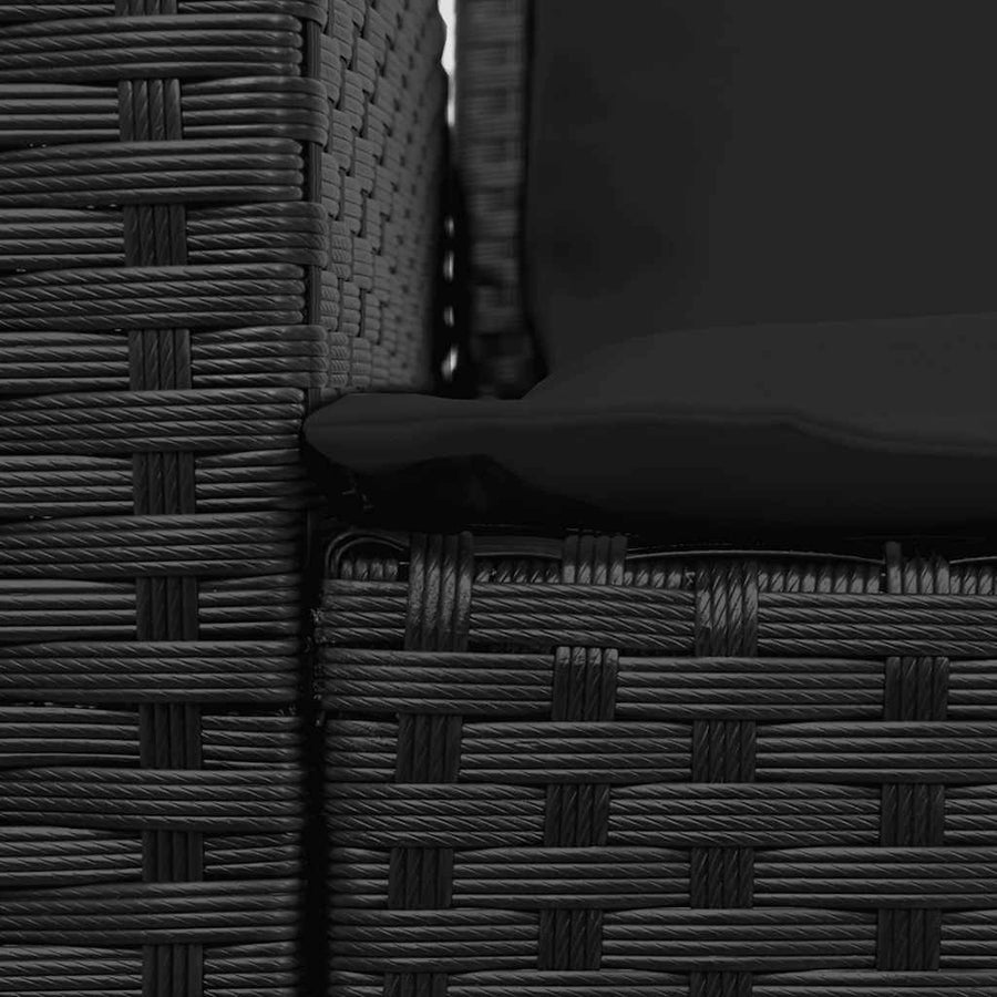 Tuinbank 5-zits met kussens poly rattan zwart