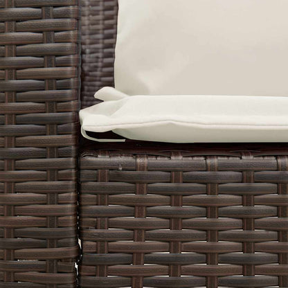 Tuinbank 5-zits met kussens poly rattan bruin