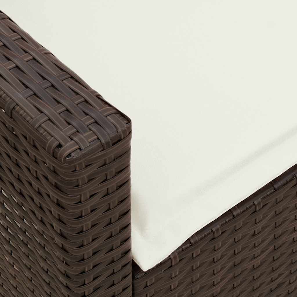 Tuinbank 5-zits met kussens poly rattan bruin