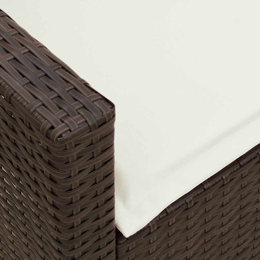 Tuinbank 5-zits met kussens poly rattan bruin