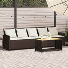 5-Seater Garden Bench with Cushions, Poly Rattan, Brown