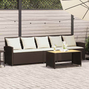 Tuinbank 5-zits poly rattan bruin met kussens