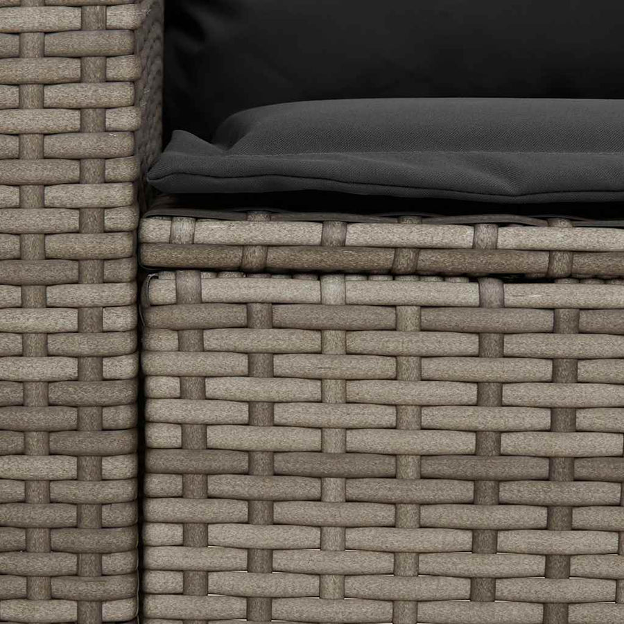 Tuinbank 5-zits met kussens poly rattan grijs