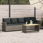 Garden bench 5-seater with cushions poly rattan grey