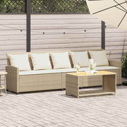 Tuinbank 5-zits poly rattan beige met kussens