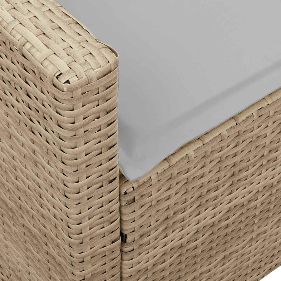 Tuinbank 5-zits met kussens poly rattan beige