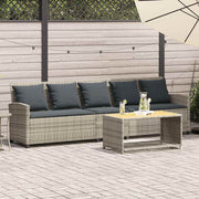 Tuinbank 5-zits poly rattan lichtgrijs 280x68,5x87,5 cm