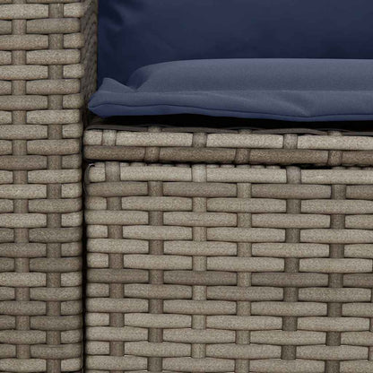 Tuinbank 5-zits met kussens poly rattan grijs