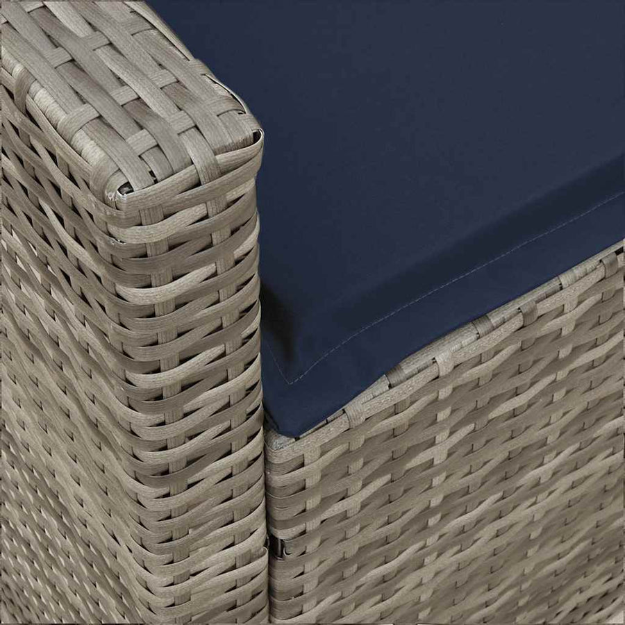 Tuinbank 5-zits met kussens poly rattan grijs