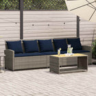 Tuinbank 5-zits poly rattan grijs met kussens