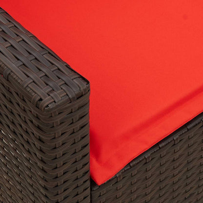 Tuinbank 5-zits met kussens poly rattan bruin