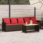 Tuinbank 5-zits poly rattan bruin 280x68,5x87,5 cm