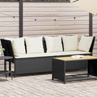 Garden bench with cushions poly rattan black