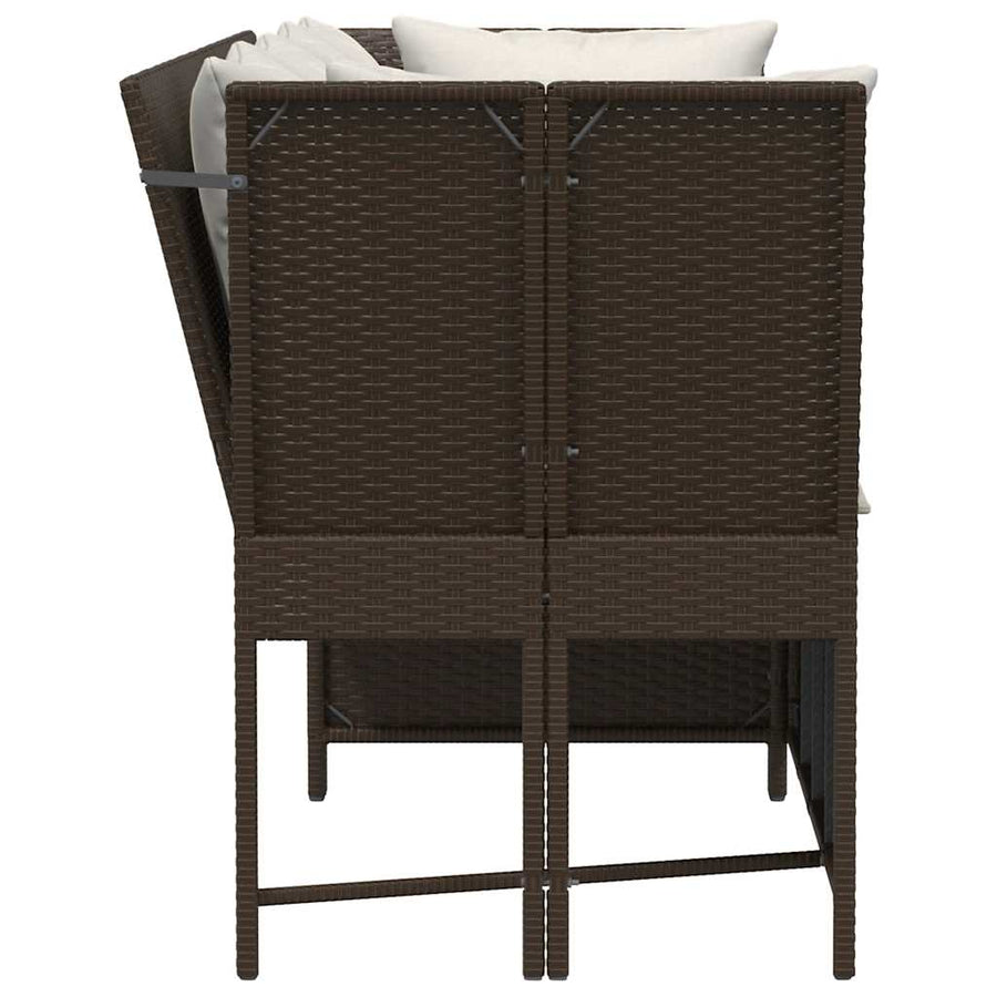 Tuinbank met kussens poly rattan bruin