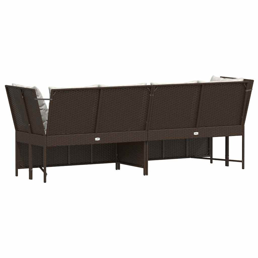Tuinbank met kussens poly rattan bruin