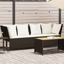 Tuinbank met kussens poly rattan bruin