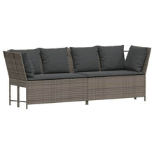 Tuinbank met kussens poly rattan grijs