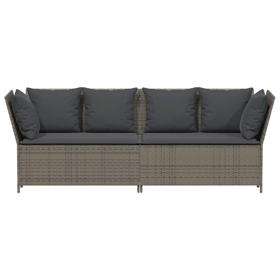 Tuinbank met kussens poly rattan grijs