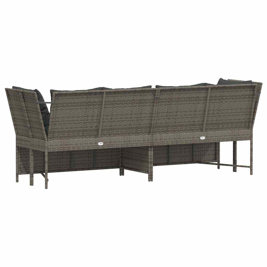 Tuinbank met kussens poly rattan grijs