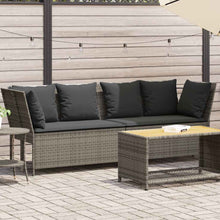 Tuinbank met kussens poly rattan grijs