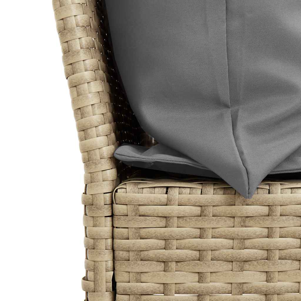 Tuinbank met kussens poly rattan beige