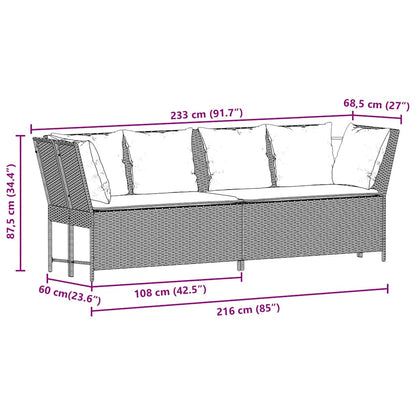 Tuinbank met kussens poly rattan beige