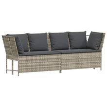Tuinbank met kussens poly rattan lichtgrijs