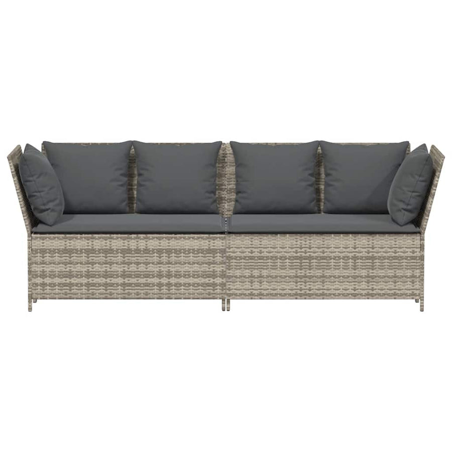 Tuinbank met kussens poly rattan lichtgrijs