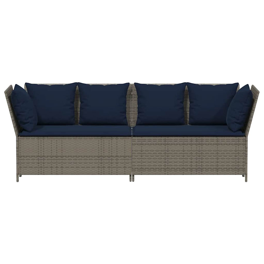 Tuinbank met kussens poly rattan grijs